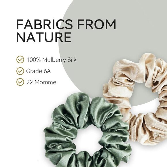 Silk Scrunchies 22 Momme 100% Mulberry Soft Hair Ties No Damage 2 Pack main image 4